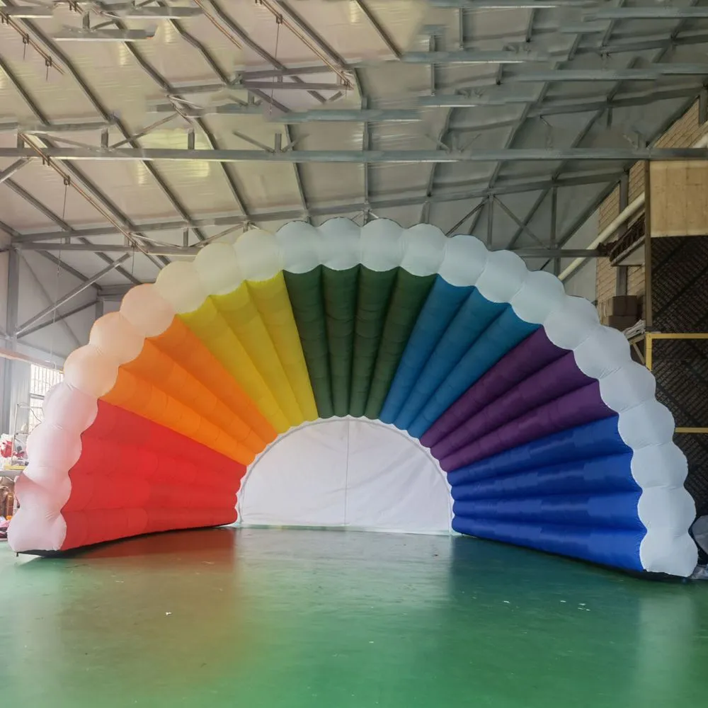 wholesale 10x8x5mH (33x26x16.5ft) eventi all'aperto che pubblicizzano tenda gonfiabile a conchiglia tenda a cupola arcobaleno per festival musicali