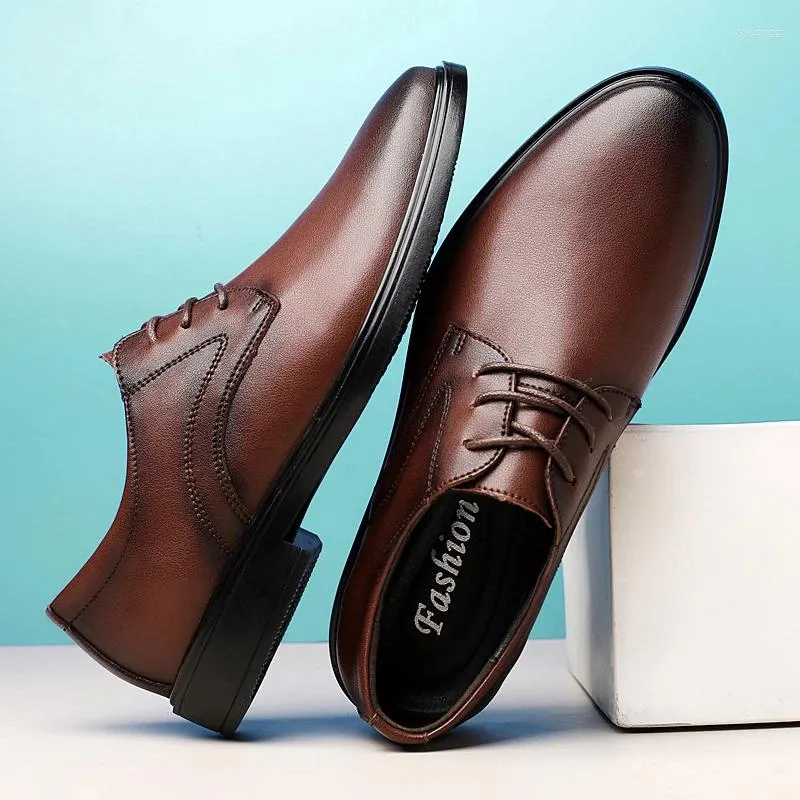 Chaussures décontractées en cuir véritable pour hommes, robe de mariée assortie avec tout, Oxford élégant, chaussures de loisirs et de marche formelles