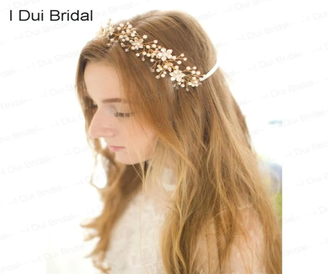 Handmade Crystal Pearl Silver Gold Bridal Headwear Bride Headband Hat Tie backs Bridal Headpiece Fashion New Style7059564