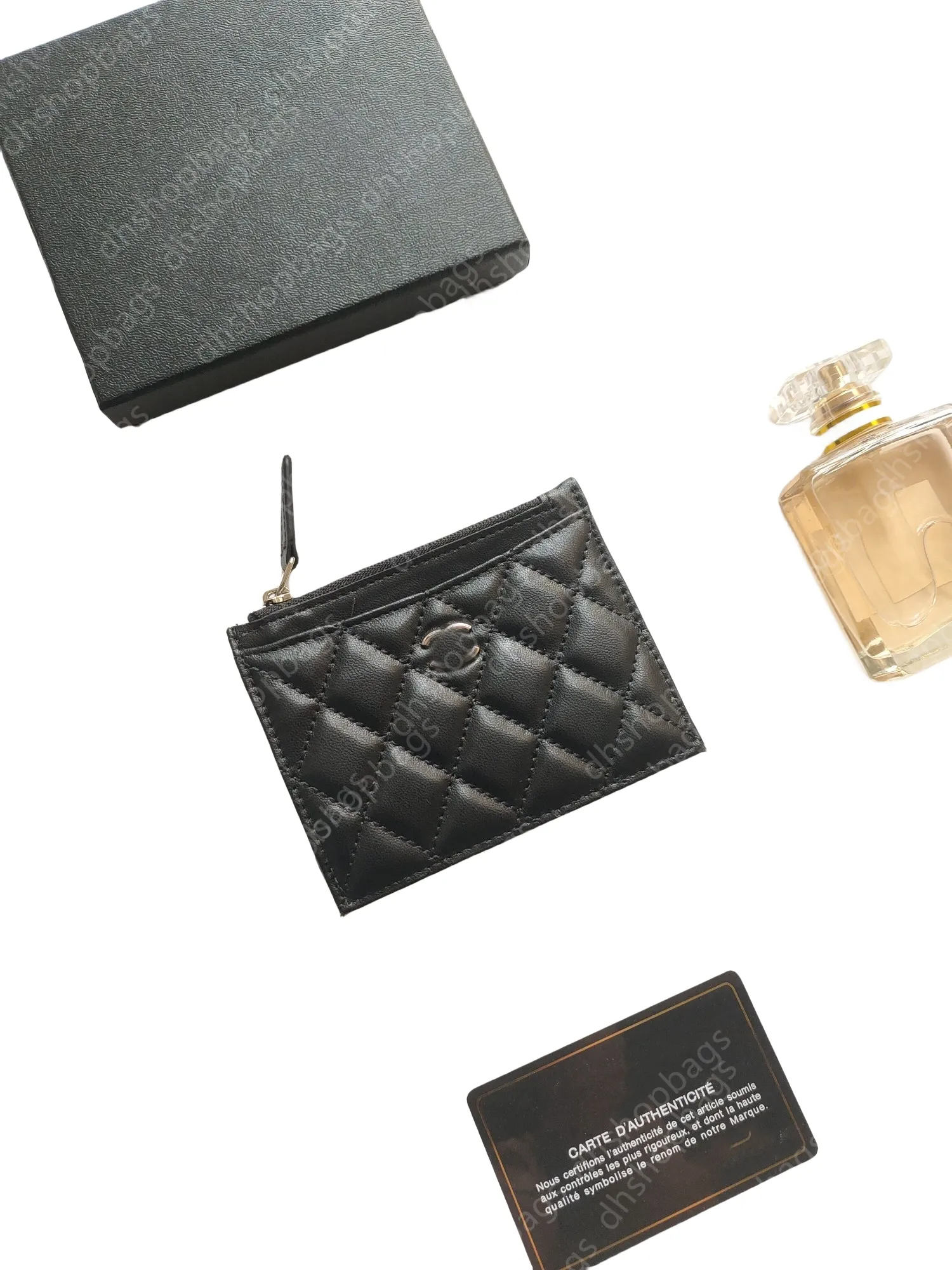 Nowe przybycie owczeska czarna torebki Karta kredytowa Ladys Portfely Proste skórzane zwykłe stałe karty kolorów Kobiety zamek zamień mini kluczowe torbę z pudełkiem aaaaa