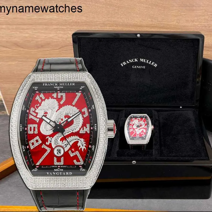 Swiss Watch Franck Muller Watches Automatic Joyful Red Dragon Full Set Frank Mens V45 Plate with Diamond Rear Mechanical