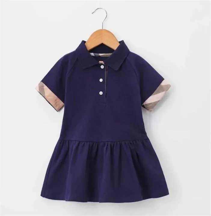 Baby Mädchen Kleid Neue Kleidung Sommer Marke Baby Kleidung Mädchen Revers Kinder Kleidung England Stil Baumwolle Gerade Kinder Dresses1736842