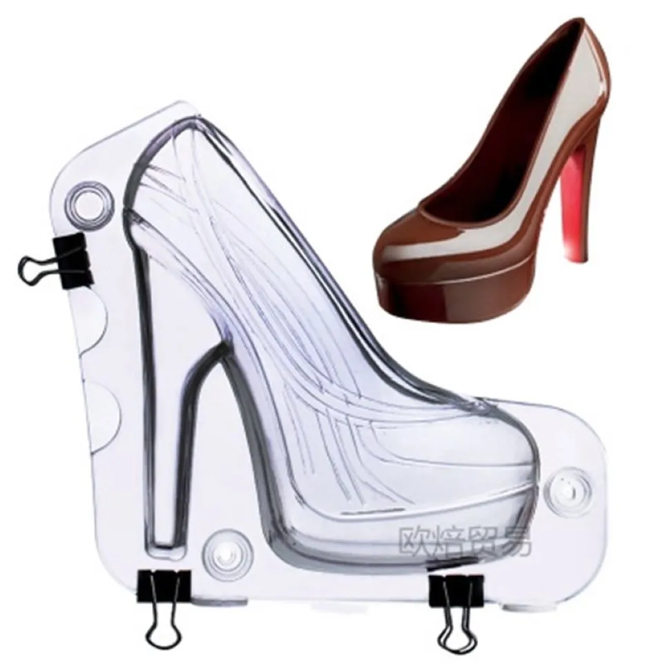 Большой размер 3D форма для шоколада Туфли на высоком каблуке Формы для украшения торта конфеты Инструменты DIY Домашняя выпечка Кондитерские инструменты Форма для женской обуви K064 2102237p