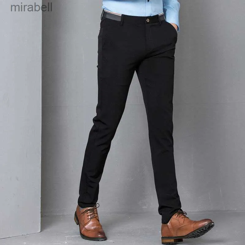 Pants Stretch Skinny Dress Pants Office Formal Mens Pencil Pant Business Fit Male Trousers 240308