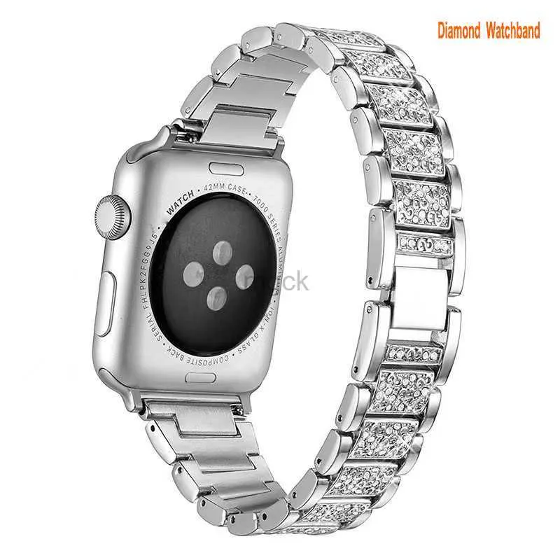 Bands Bling Armband Rand Watch Band SE7 /44mm /42mm Series 8 SE6 Women Dressy Jewelry Diamond Beads Handgjorda Elastiska sträckband Tillbehör för IWATCH 6 240308