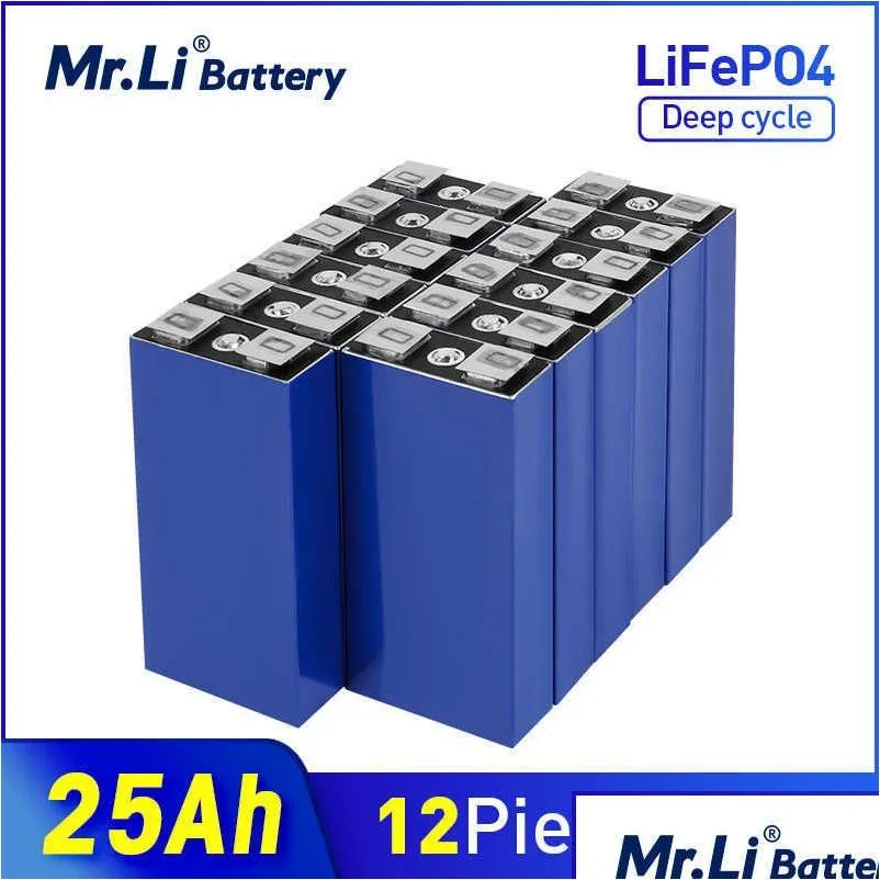 Batterijen Mr.Li 3,2 V 25 Ah Lifepo4-batterijcel 12 stuks oplaadbaar Gebruikt in zonne-energie-ups Lage snelheid elektrische voertuigen Eu Us Tax Drop Deliver Dhqzy