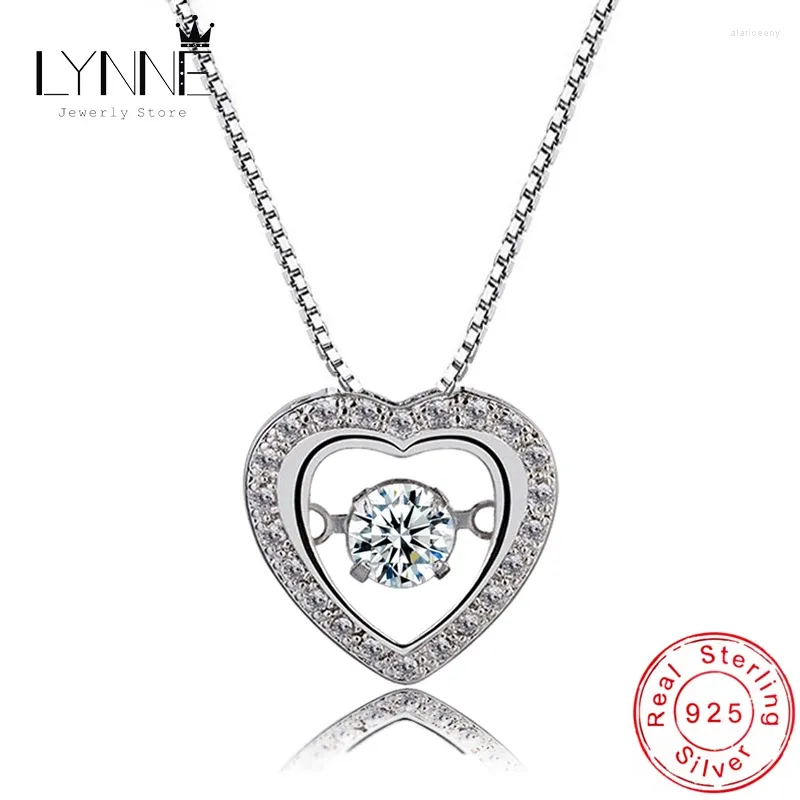 Colgantes Moda Giratoria Danza Rhinestone Corazón Colgante Collar 925 Plata Esterlina Amor Lock Zircon Collares Mujer Joyería Regalo