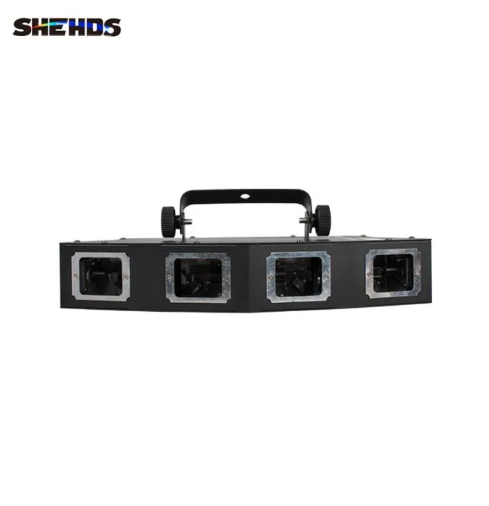 Shehds Stage Effect Laser Lighting 4 Head RGB Scanner Line Projector för DJ Party Disco Ball Projectors Color Music Lights Salute1376070