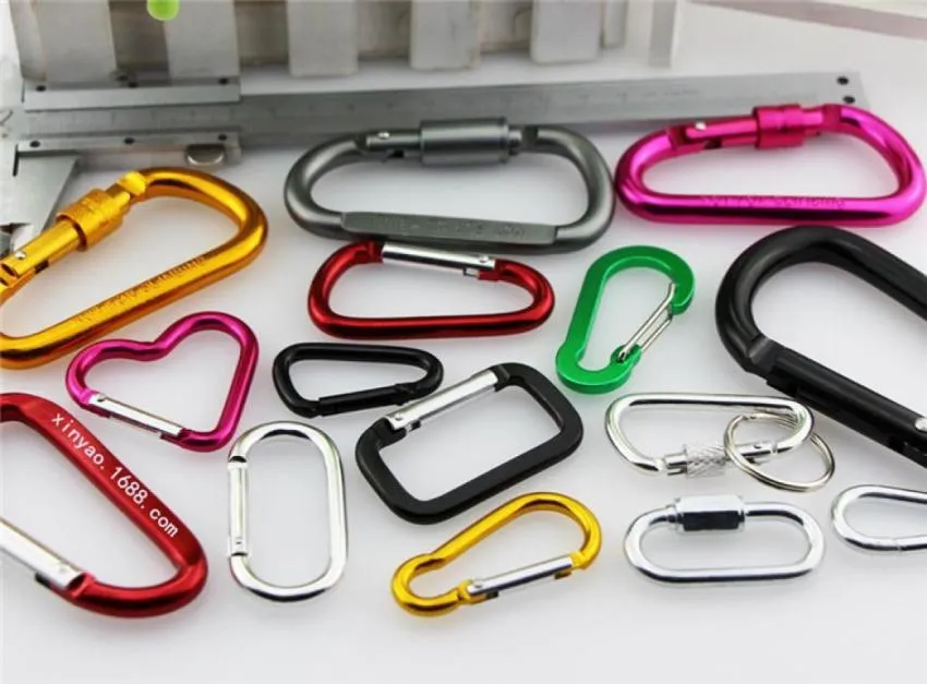 7 Färg 45 BDRING CARABINER RING KEYRINGS Key Chain Camp Snap Clip Hook Keychains vandring Aluminium Metall Rostfritt stål Hiking6283039