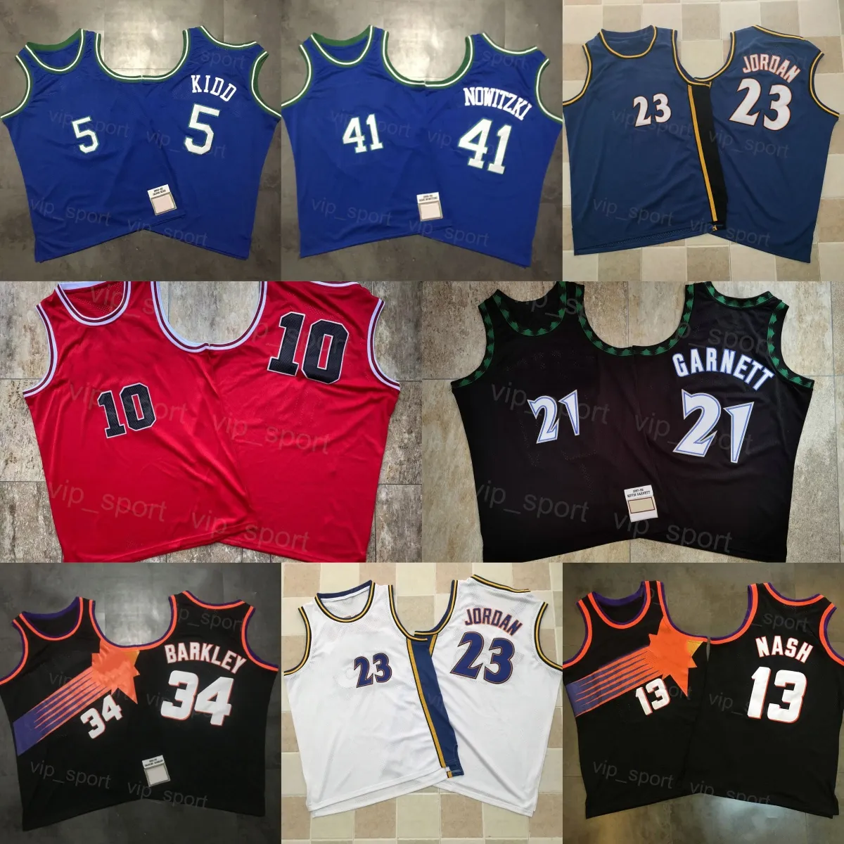 Maglia da basket retrò autentica Steve Nash 13 Dirk Nowitzki 41 Charles Barkley 34 Kevin Garnett 21 Jason Kidd 5 Ritorno al passato Sport Vintage 1992 1997 1998 1994