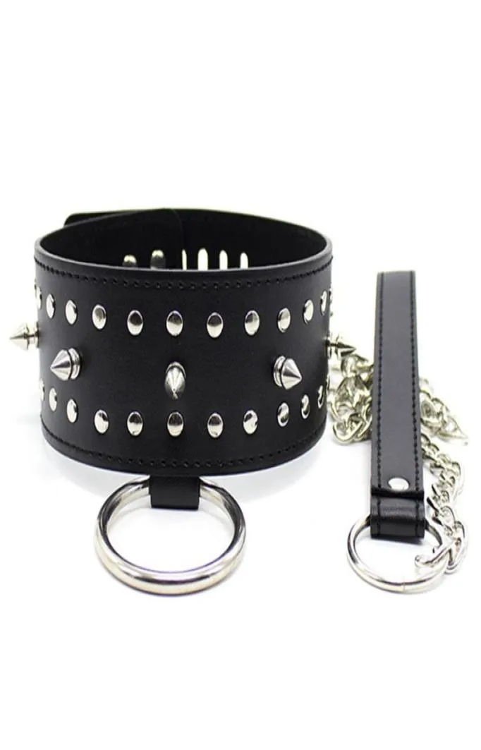 Collier de chien en cuir PU verrouillable, ceinture de retenue d'esclave de bondage dans les jeux pour adultes pour les couples, produits sexuels fétichistes, jouets pour femmes et hommes 3258737