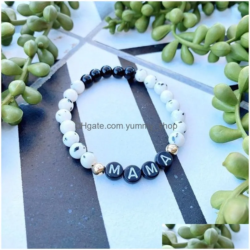 mama strands bracelet natural stone beaded stretch bracelets for women fashion jewelry will and sandy black green
