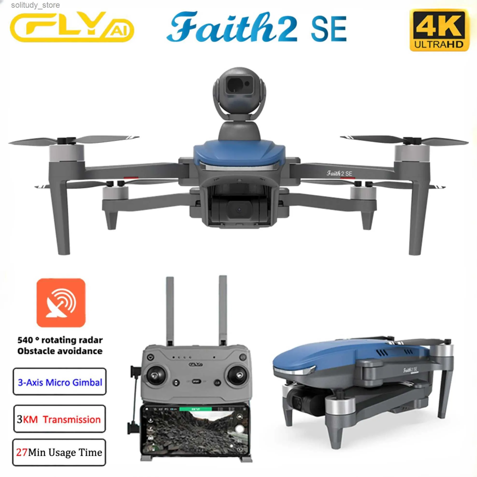 Drones C-Fly Faith 2 SE met 540 obstakelvermijding 3-assige kruiskoppeling professionele 4K-camera G 3KM FPV RC drone vier helikopters VS SJRC F22S Q240308