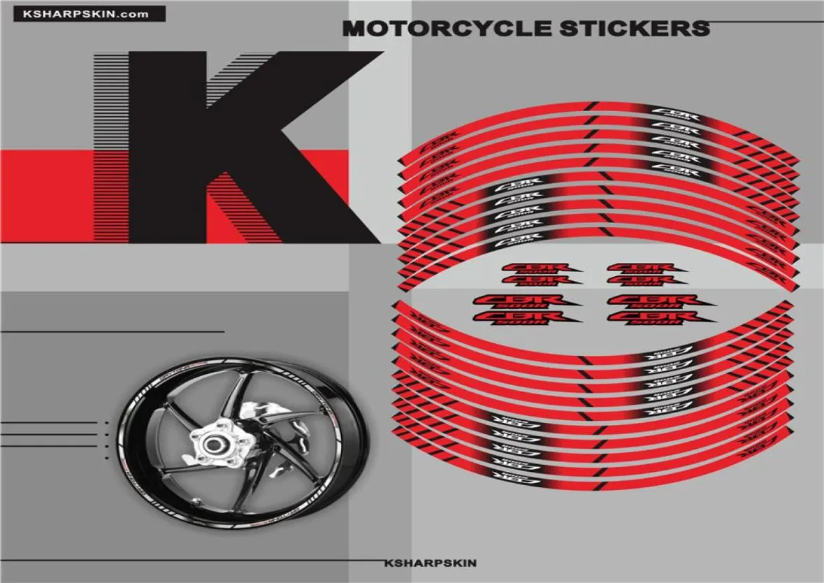 Motorcykelhjul Inre ringvattentäta randklistermärken Reflekterande logotyper och dekaler Skrapskyddstejp för Honda CBR500R9897237