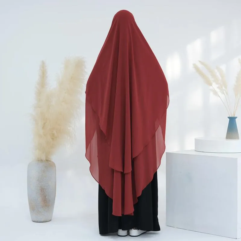 Этническая одежда Ид Рамадан Мусульманские женщины 2-слойный большой платок химар Головной платок Саудовский арабский головной убор Никаб Никаб Длинный хиджаб Абая