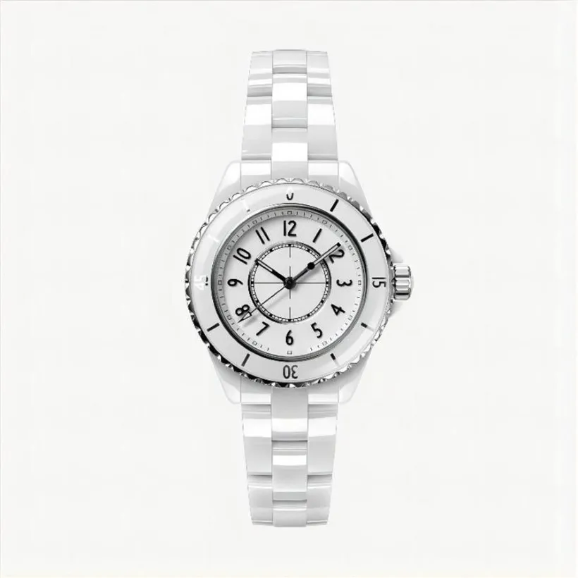 Coco White Ceramic Armband Women Watch Woman Quartz Fashion Design Watches Lady Wristwatch Perfectwatches Arabiska nummer Dial Girl235Z