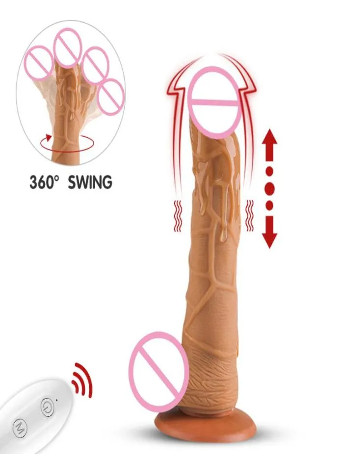 Massagem 10 Frequência Telescópica Balanço Vibrador Vibrador Simulação Pênis com Forte Ventosa Gspot Estimulador Buceta Brinquedo Sexual para 9021375