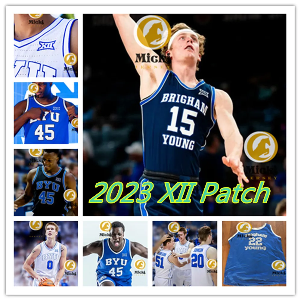 2023 XII BYU Cougars Maglia da basket 12 Townsend Tripple 24 Dawson Baker 50 Aly Khalifa BYU Maglie cucite personalizzate Mens Youth