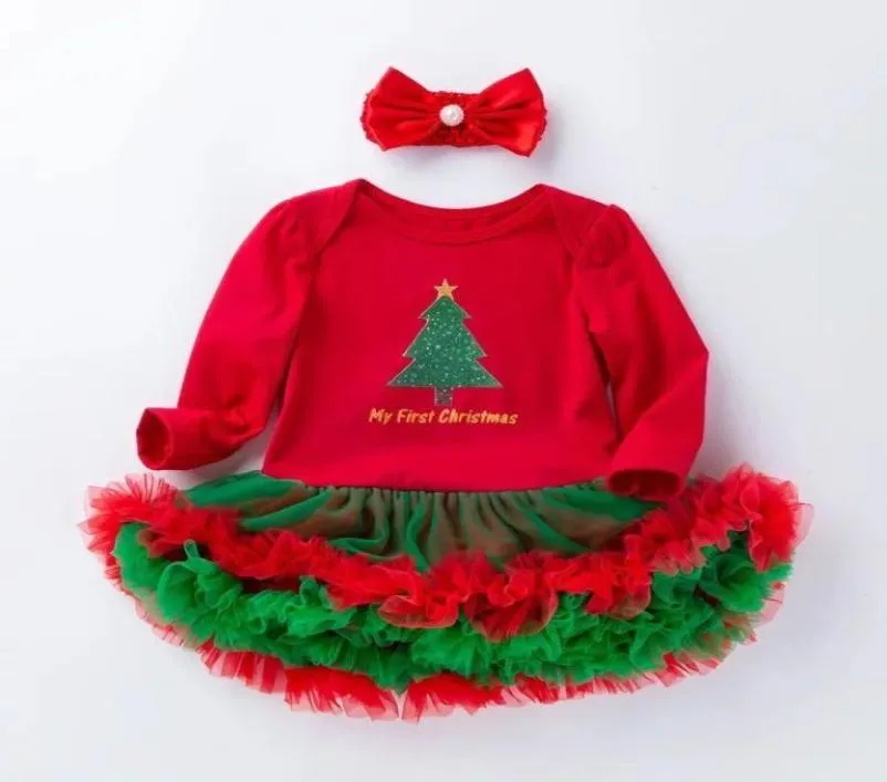 Kleidungssets Baby Mädchen Kleid Set Mein erstes Weihnachten Tutu Prinzessin Kleider Geboren Säugling Kleinkind Mädchen Outfits 2 Stück Kleidung Strampler G6955999