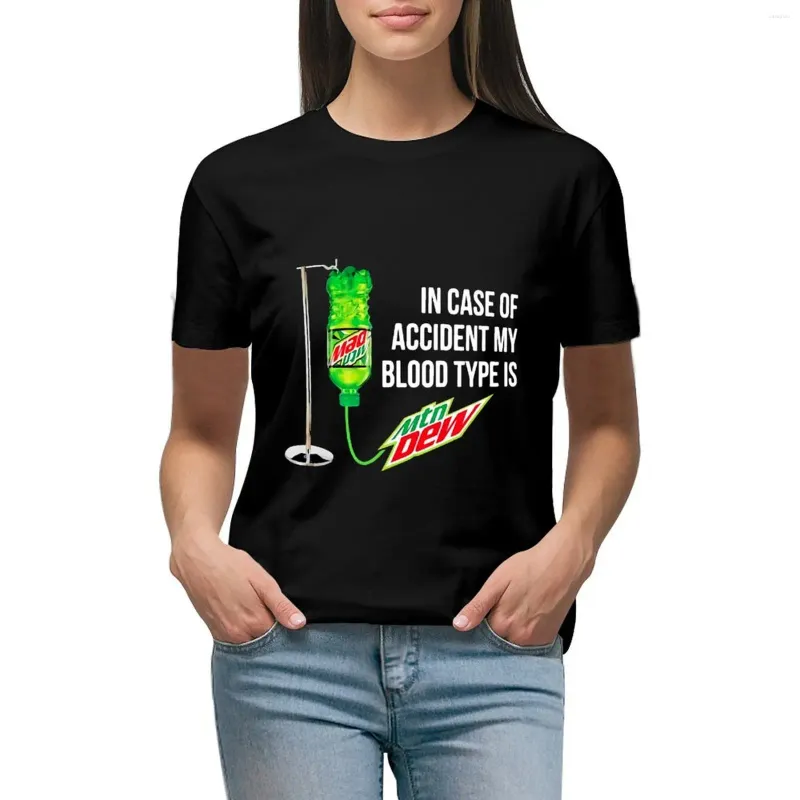 Polos pour femmes en cas d'accident Mon groupe sanguin est MTN Dew T-shirt en coton pour hommes Tops Vêtements féminins mignons T-shirts blancs pour femmes