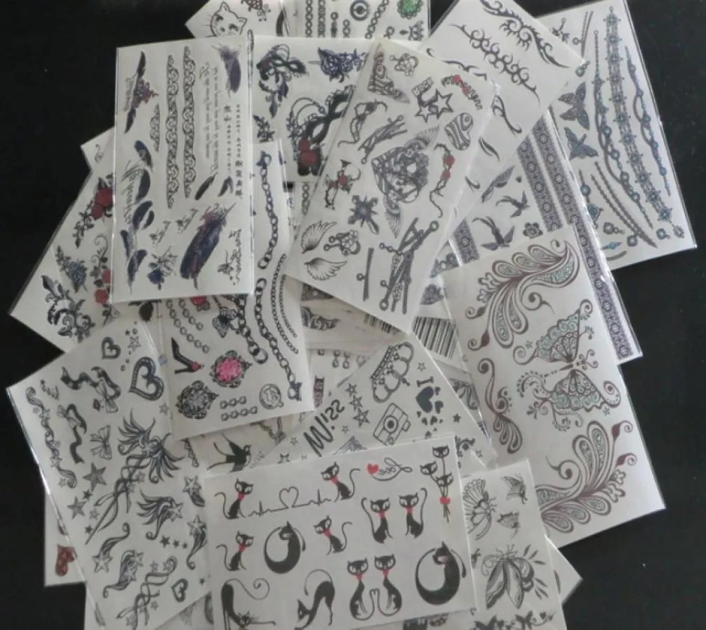 50pcs 9517cm Karışık Türler Moda Dövme Sticker Su geçirmez Geçici Dövmeler DIY Vücut Sanat Aksesuarları Sonsuzluk Sahte Dövme Tipleri4554393