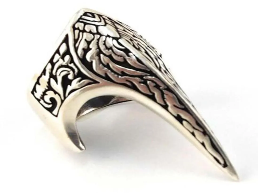 Wedding Rings Vintage Men Irregular Thumb Ring Silver Color Carved Special Pattern Knuckle Alien War Crown Punk Jewelry Accessorie1405511