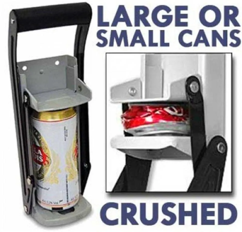 16 Oz Aluminium Can Crusher Bottle Opener Heavy Duty Metal Wall Mounted Soda Beer Smasher EcoFriendly Recycling Tool T2003235375296