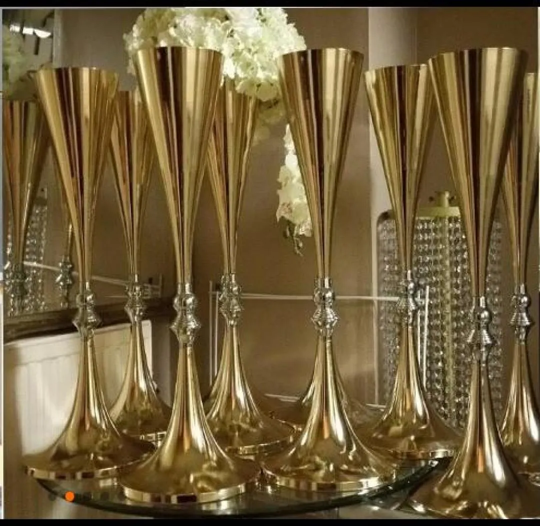 70cm 27インチ背の高い白い銀の結婚式の花瓶花瓶のセンターピーススパークリングウェディングデコレーションバンケットロードリード装飾8298953