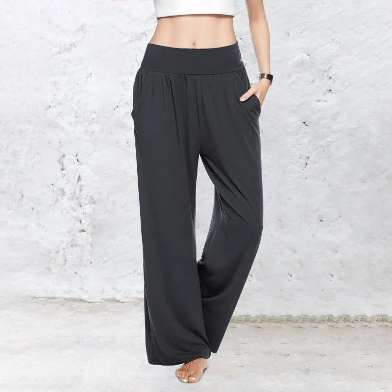 Calças femininas cintura alta yoga sweatpants confortáveis calças largas primavera verão casual perna larga moda corredores pantalones