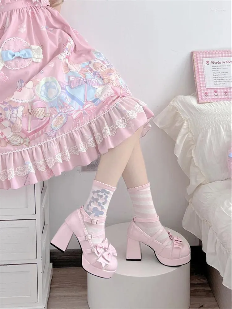 Robe chaussures doux Anime Jk filles Lolita Harajuku fille plate-forme Goth Cosplay Kawaii Loli talon haut 9 cm princesse mignonne