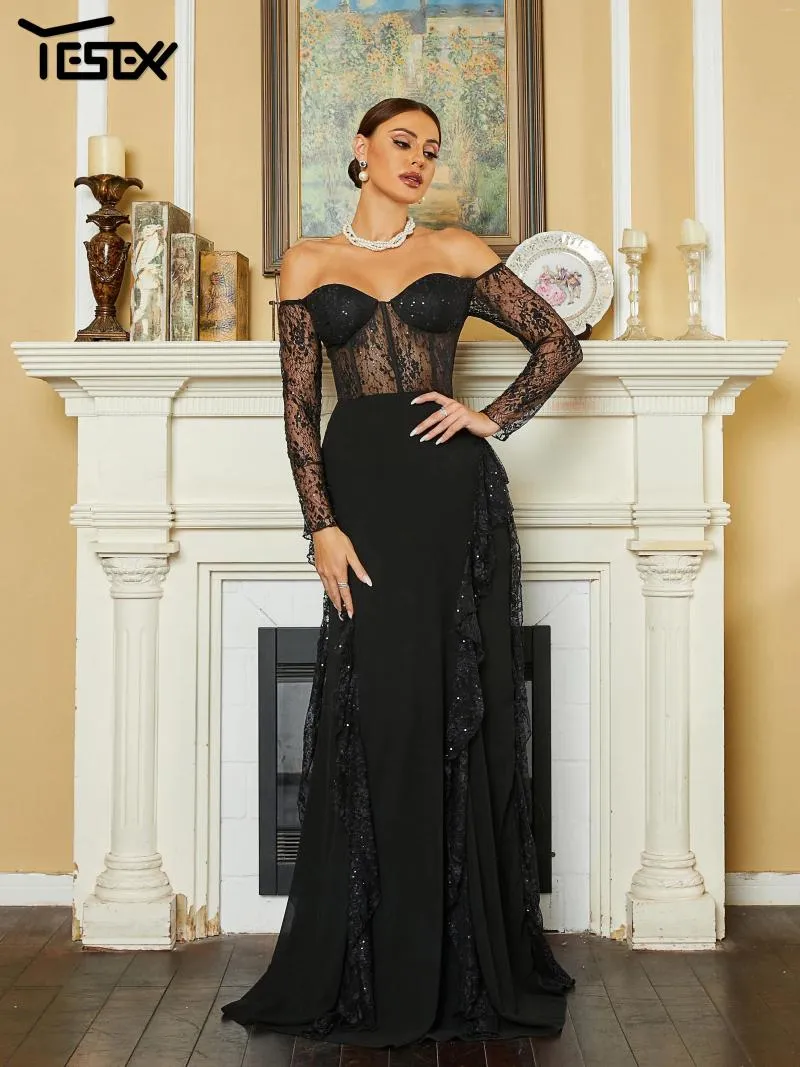 Lace panel off the shoulder dress hotsell
