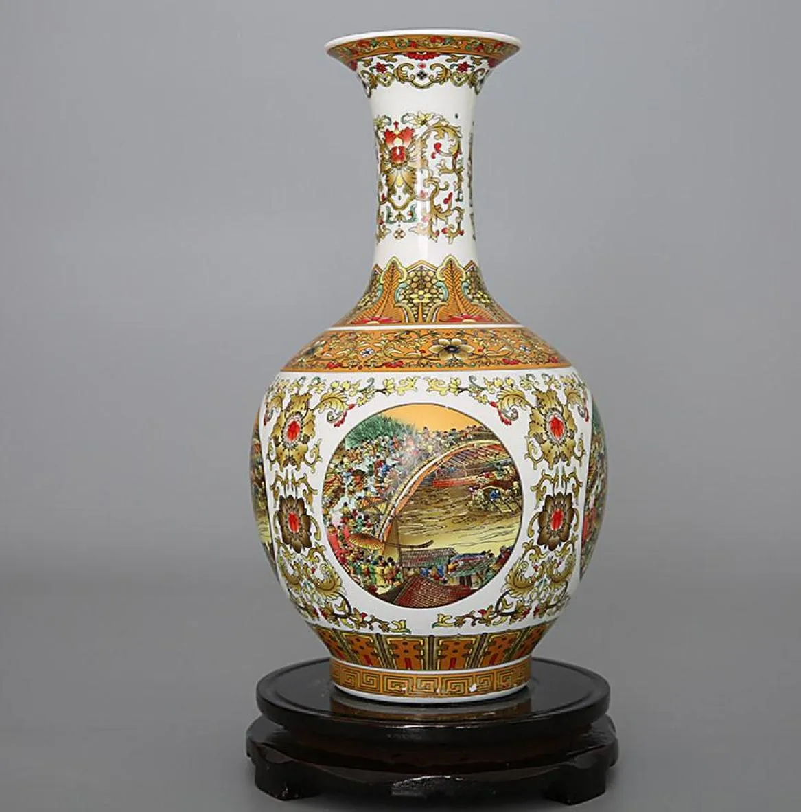 Vasen Chinesische Jingdezhen Keramik Qingming Shanghetu Vase Figur Startseite Wohnzimmer Einrichtung Dekoration Handwerk Büro Schreibtisch Accesso5642383