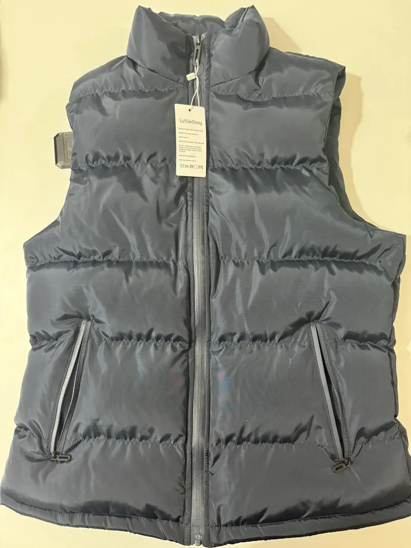 Gilets pour hommes Lu Yi Jie Sheng hiver coton bouffant extérieur marque imprimée de haute qualité sans manches chaud coupe-vent sport doudoune