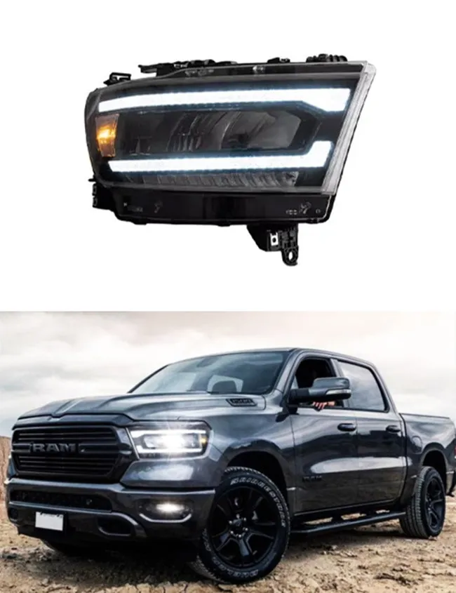 Head Lamp för Dodge Ram 1500 LED Dayme Running Headlight 2019-2021 2500 Turn Signal High Beam Light Car Lens