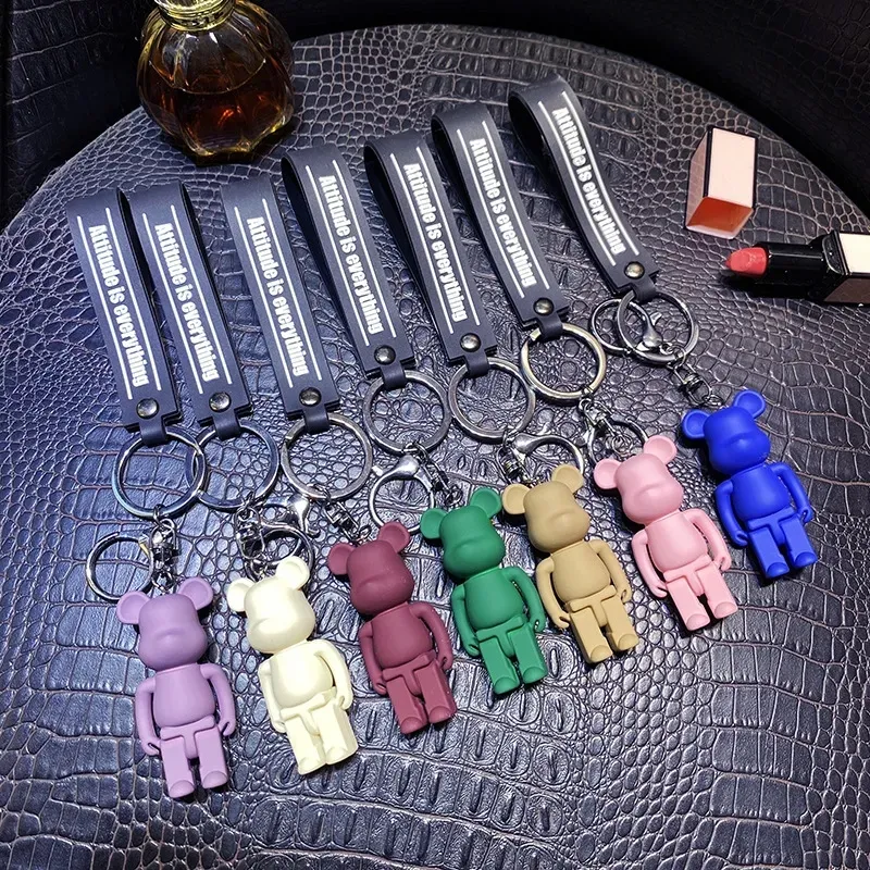 2024 monochrome violent bear keychain cute creative cartoon lovers key pendant doll bag key chains