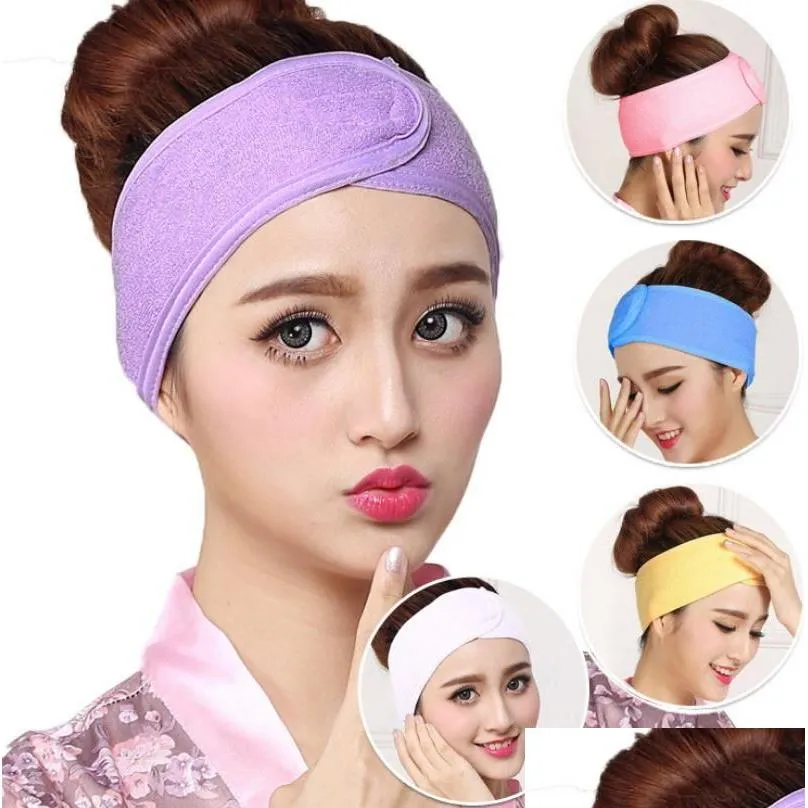 Acessórios de cabelo Elastic Headband Beleza Toalha Senhoras Rosto Máscara de Maquiagem Faixa de Cabelo Esportes Absorventes Acessórios Drop Delivery Bebê, Crianças DHP7N