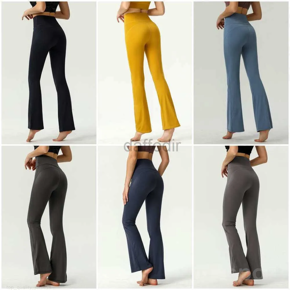 Pantalon actif Lu Align Yoga femme pantalon évasé Stretch Fitness cloche bas pantalon fille exercice taille haute coupe ample Yogas serré définir 240308