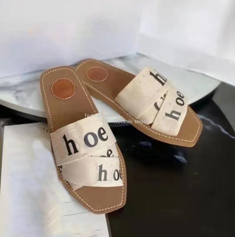 Top EVA Woody sandali da donna Ciabatte piatte zoccoli marrone chiaro beige bianco nero zoccoli in pizzo Lettering pantofole di tela scarpe da donna estive per interni all'aperto