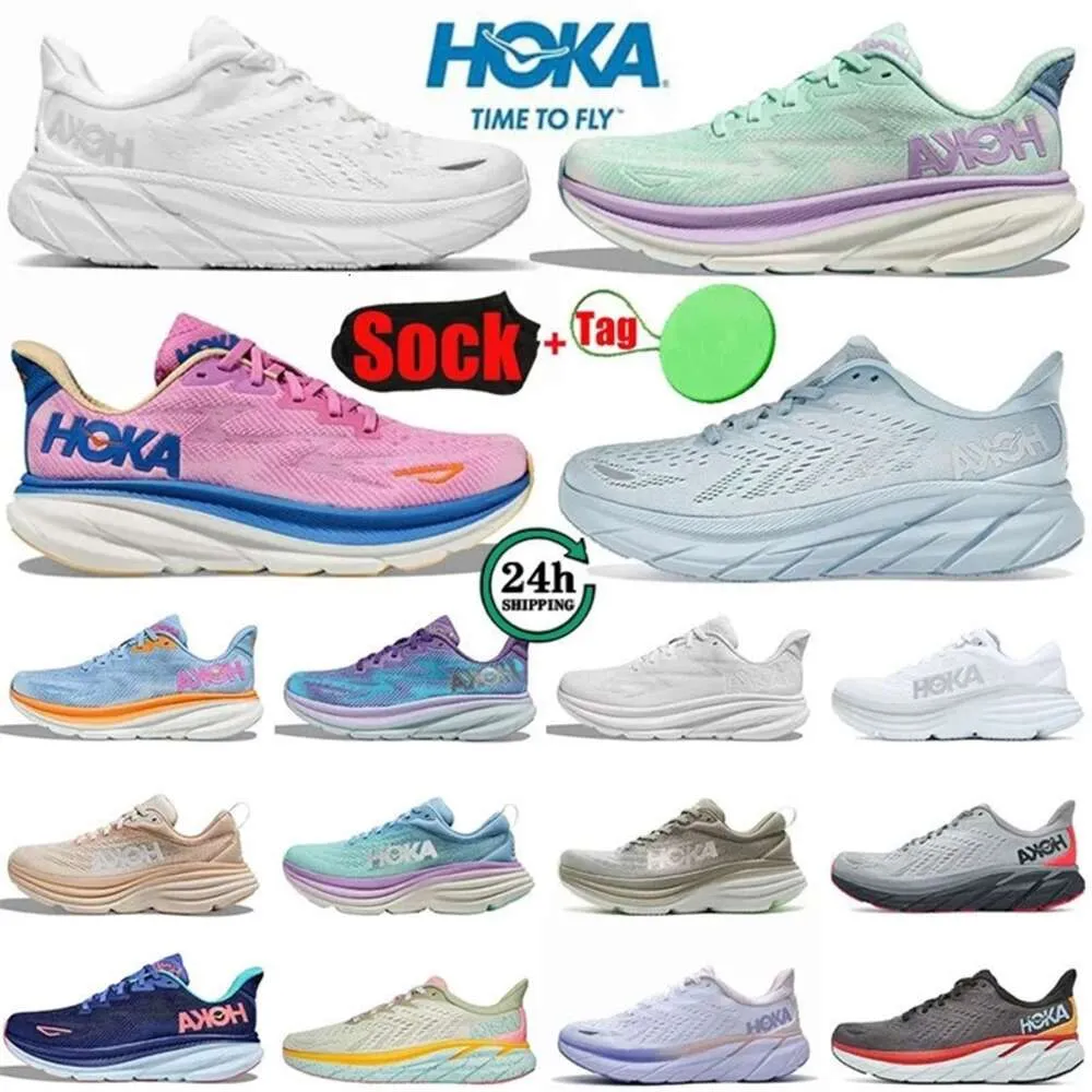 2024 Hoka One Bondi 8 Box Womens Platform Eğitimleri ile Hokas Ayakkabı RunnnersSneakers Clifton 9 Erkek Kadın Blakc Beyaz Liman Erkekler 36-45