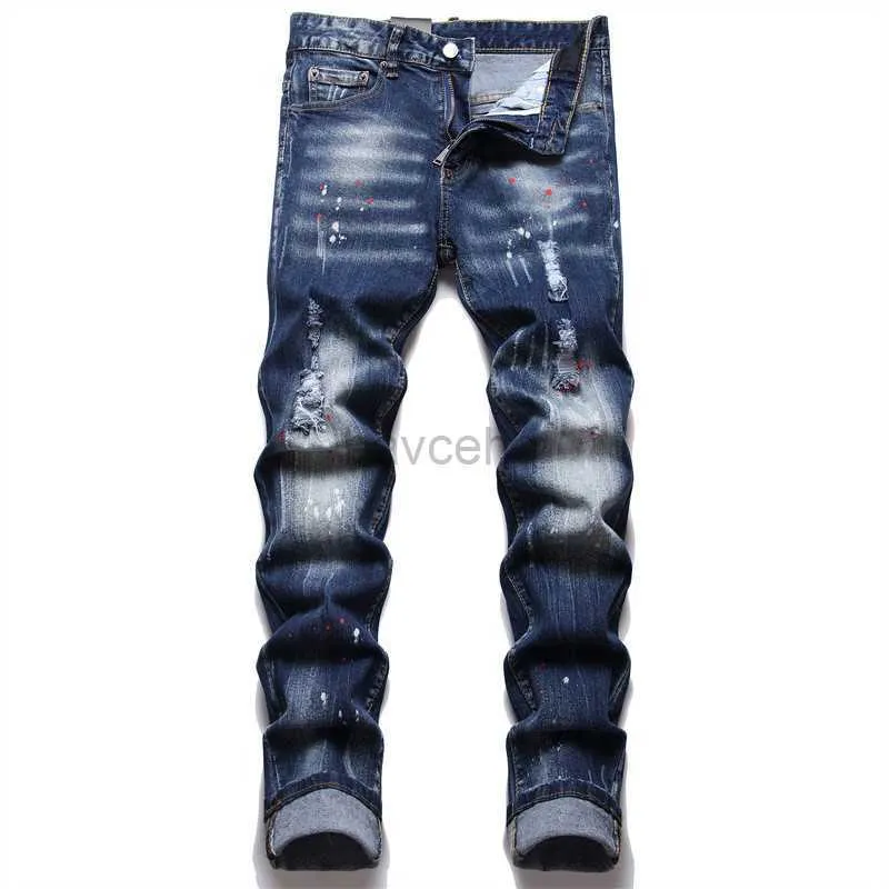 Jeans Designer Herren Jeans High Street Vintage Classics America Jeans für Stickerei Oversize Denim New Fashion Hole Streetwear Skinny Slim Bleistifthose 240308