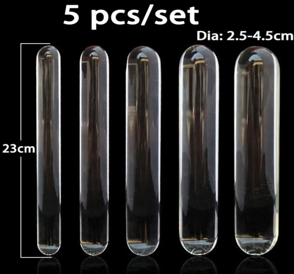 5 pçsset vibrador de vidro transparente grande plugue anal ânus dilatador vaginal masturbador pênis vibradores brinquedos sexuais para mulher duplo vibrador y20049216473