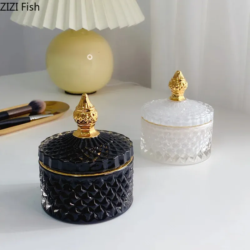 Śliczne małe słoiki szklane i pokrywki Złabana pokrywę dekoracyjną zbiornik na toaletkę kosmetyczną Aromat biżuterii