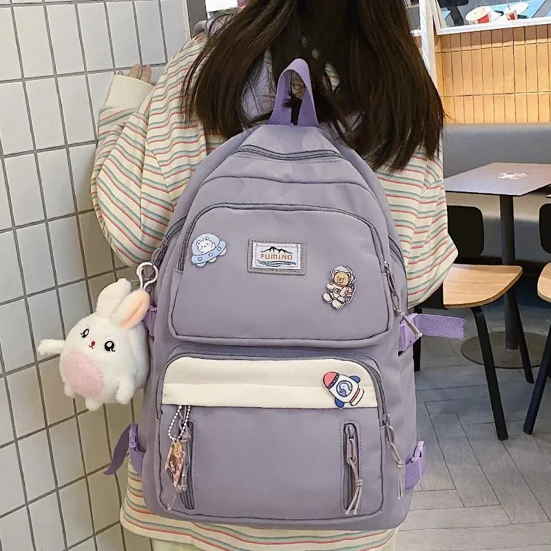 Sacos escolares menina bonito mochila de viagem feminino na moda faculdade legal estudante saco moda senhora kawaii rosa mulheres portátil náilon