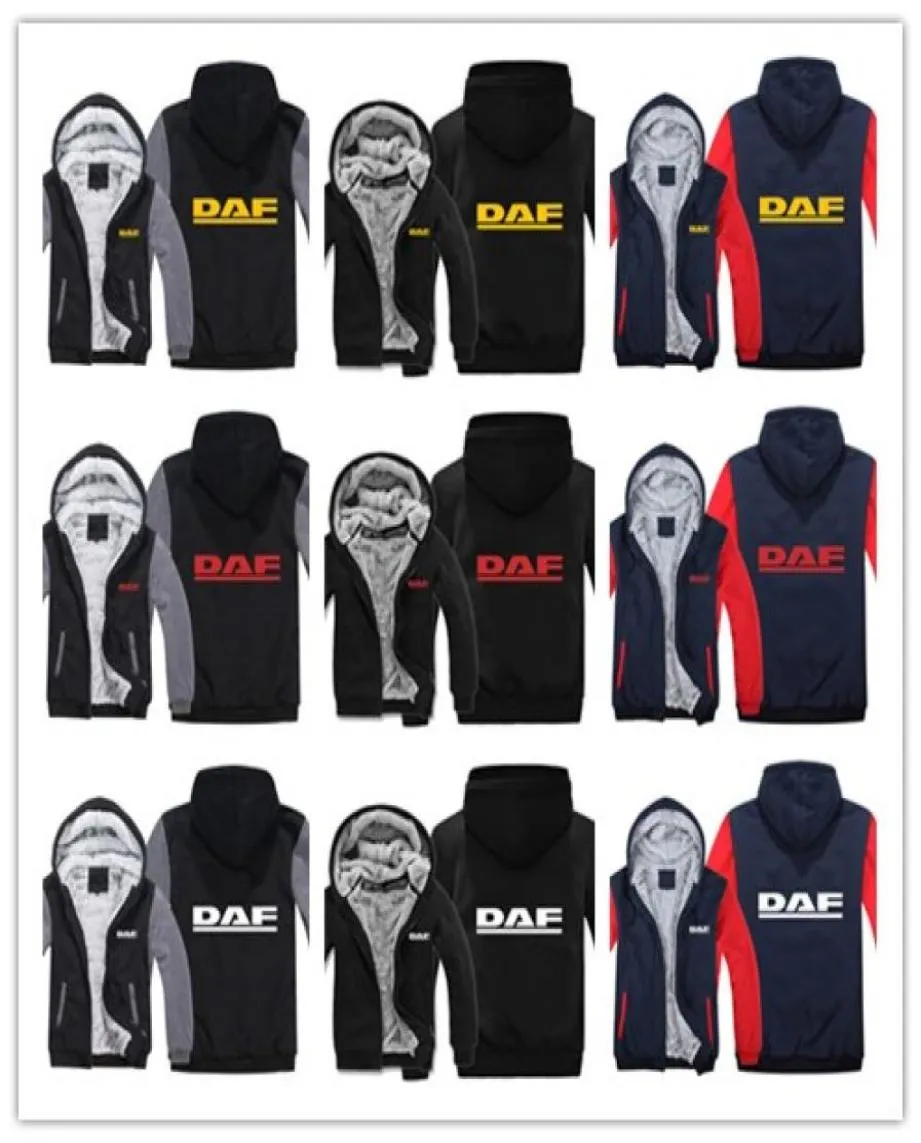 Winter Hoody DAF Trucks Car Logo Print Män Kvinnor Värma hoodies Autumn Clothes Sweatshirts Zipper Jacket Fleece Hoodie Streetwear2951923