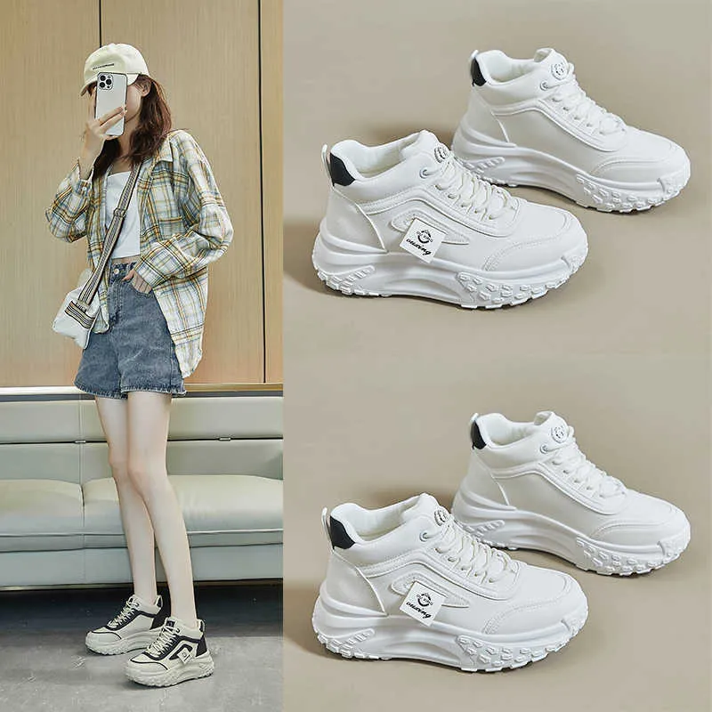 Casual Shoes Instagram Korean version tjock Soled High Top Dad Shoes New Autumn and Winter Student höjd Öka mångsidig löpande sport