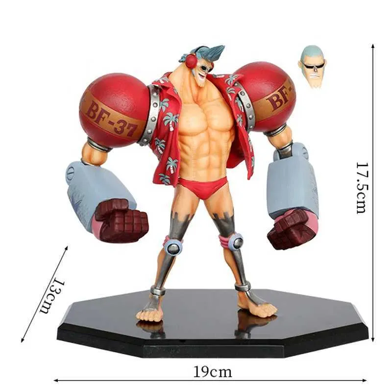 Anime Manga One Piece Anime Figure GK Franky Fighting Pirates CUTTYFLAM 2 têtes Action Figure Statue Décoration Poupée Jouets Cadeaux de Noël J240308