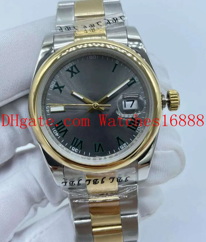 Pulseira de aço inoxidável de alta qualidade e ouro amarelo 116334 36mm Gray Wimbledon Dial Dial Automático Relógio Mecânico Automático Men's Sports Wrist Watches