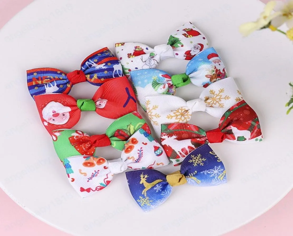 3pcslot Christmas Kids039S print bowknot bangs hairpins pattern cartoon pattern bows baby hair clips Kids pographic Props5379543