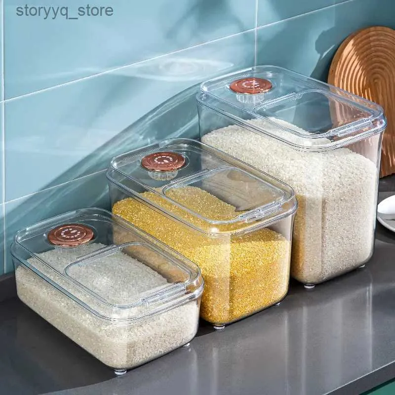 Food Jars Canisters Grain Storage Container Space Saving Large Rice Bucket Cereal Dispenser Tank Pet Food Container Kitchen Organizer Tool L240308