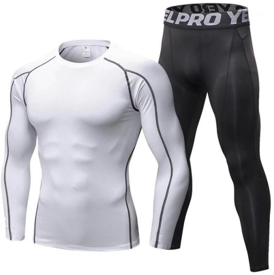 Running Set 2 -styckskompression Suits Men039s Quick Dry Set Clothes Pants Jogging Gym träna Fitness Tracksuit Clothin2134692